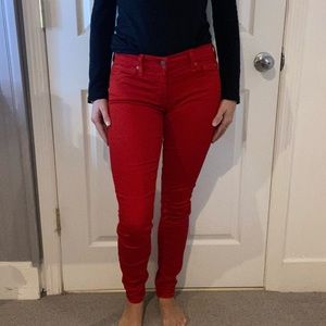 7 For All Mankind red skinny jeans, perfect for Christmas!